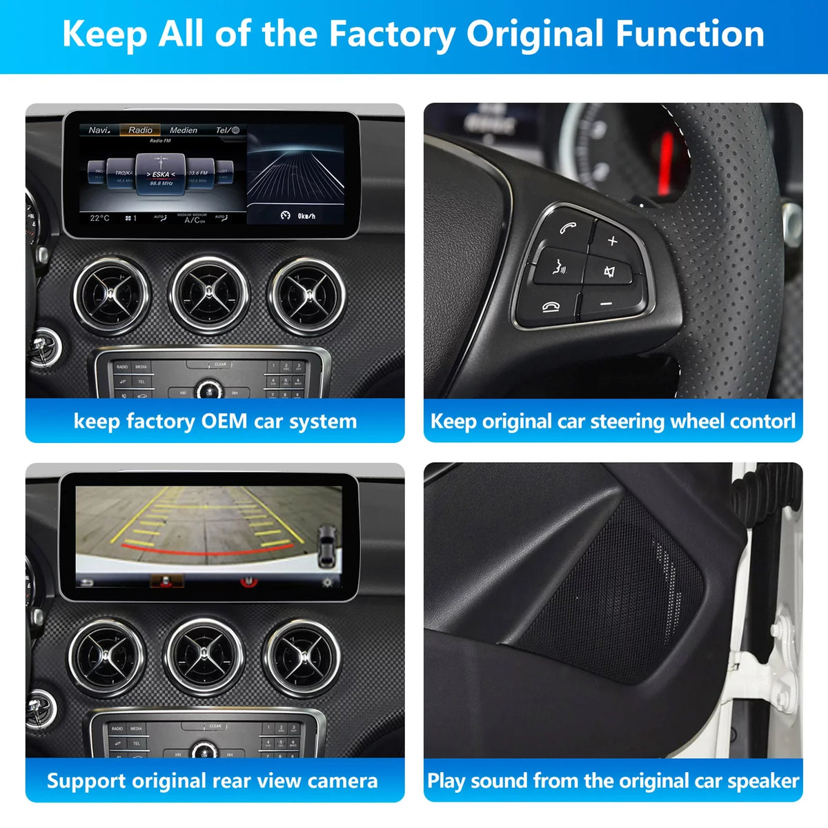 Road Top Android 13 Car Stereo 10.25" 8GB+256GB Car Touch Display for Mercedes Benz GLA CLA A Class X156 C117 2016-2018 NTG 5.0, Support Wireless Carplay Android Auto Navigation Camera