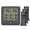 Digital Wireless Indoor Thermohygrometer with 3 Remote Sensors 98ft/ 30m Backlight & Alarm Calibration Function Humidity with 3 Transmitters Weather Stations for Home Office