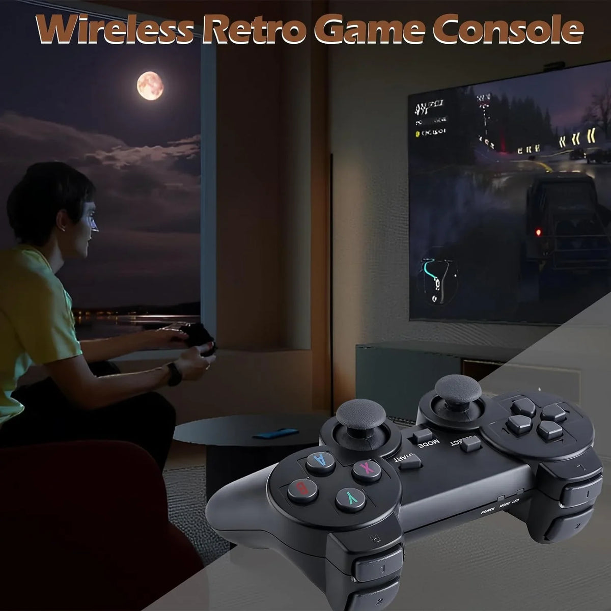 Retro Game Console, Nostalgia Stick Game,Retro Game Stick,Plug and Play Video Game Stick Built in 10000+ Games,4K HDMI Output,9 Classic Emulators, with Dual 2.4G Wireless Controllers(64G)