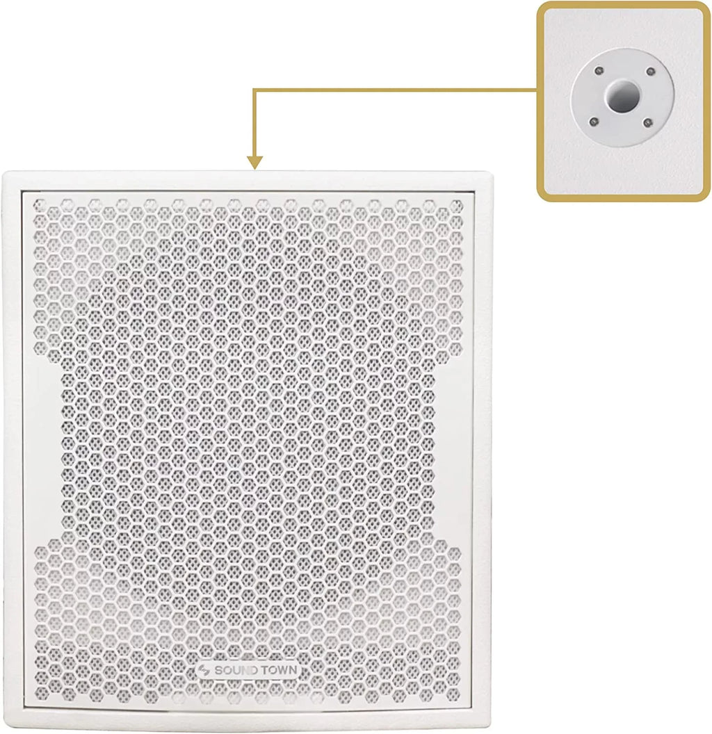 Sound Town 1400 Watts 12” Powered PA DJ Subwoofer with 2 Speaker Outputs, Folded Horn Design, White for Live Sound, Stage, Church, Lounge, Bar (CARPO-12DSWPW)