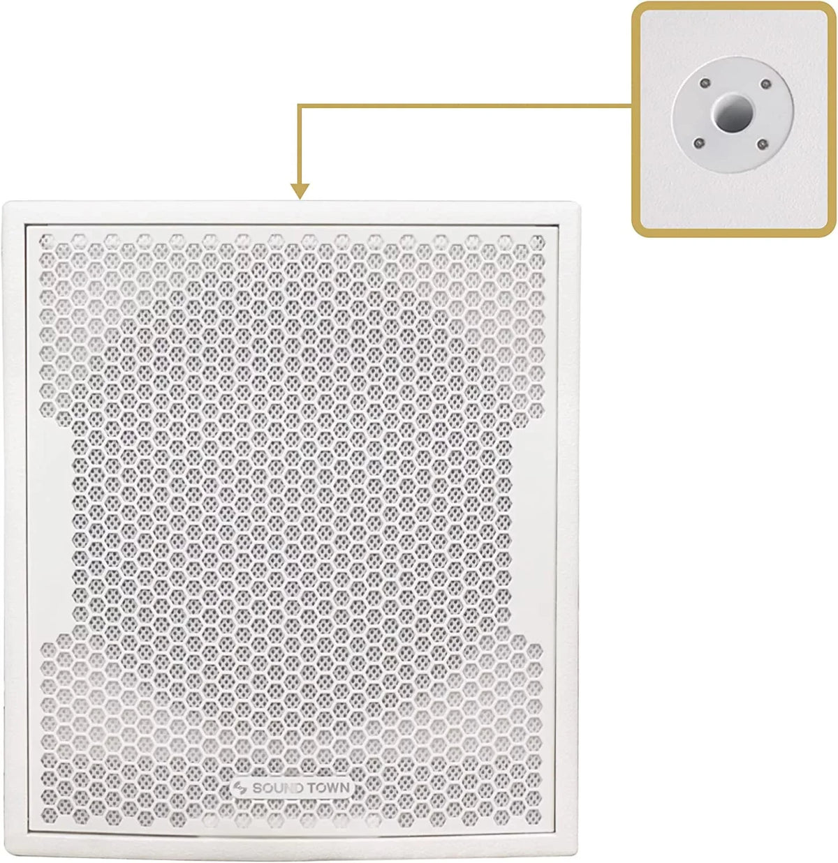 Sound Town 1400 Watts 12” Powered PA DJ Subwoofer with 2 Speaker Outputs, Folded Horn Design, White for Live Sound, Stage, Church, Lounge, Bar (CARPO-12DSWPW)
