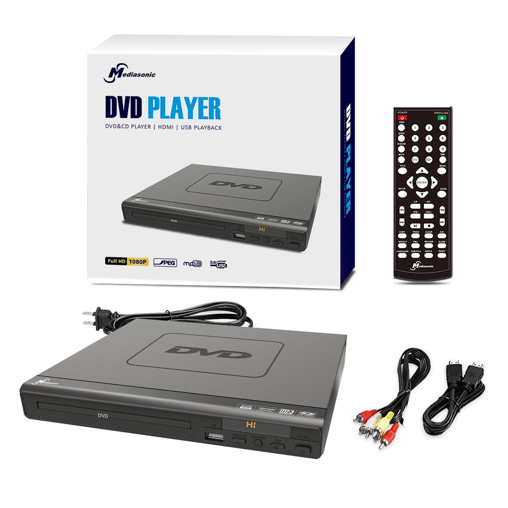 Mediasonic All Region DVD Player – Upscaling 1080P HDMI / AV Output, USB Multimedia Player Function, High Speed HDMI 2.0 & AV Cable Included (HW210AX)