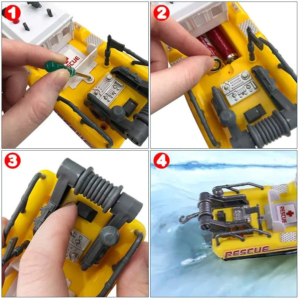 ArtCreativity Aquatic Rescue Vessel, Battery-Operated Toy Ship for Kids, Floats in Fluid Floating Bathtub and Pool Toy for Boys and Girls, Great Birthday Gift for Children