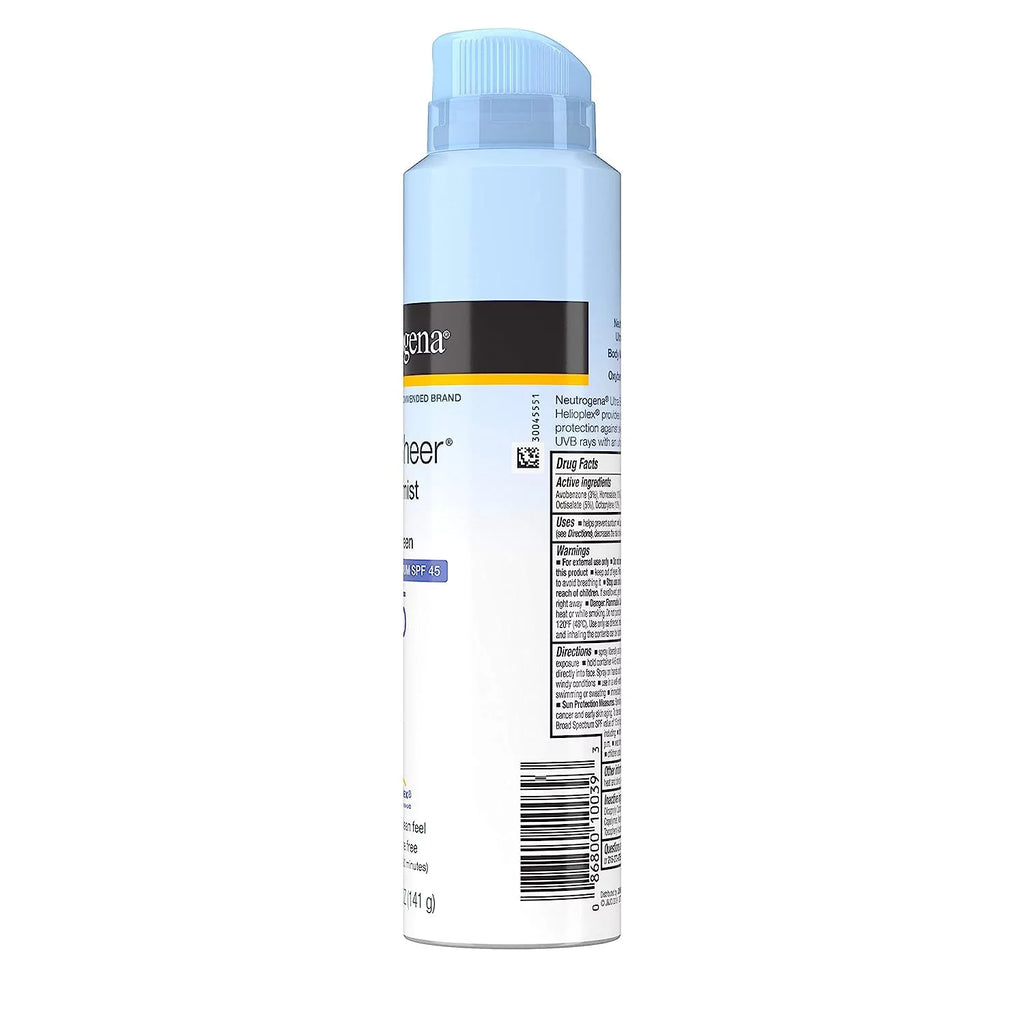 Neutrogena Ultra Sheer SPF 45 Body Mist Full Reach Spray, 5 Ounce