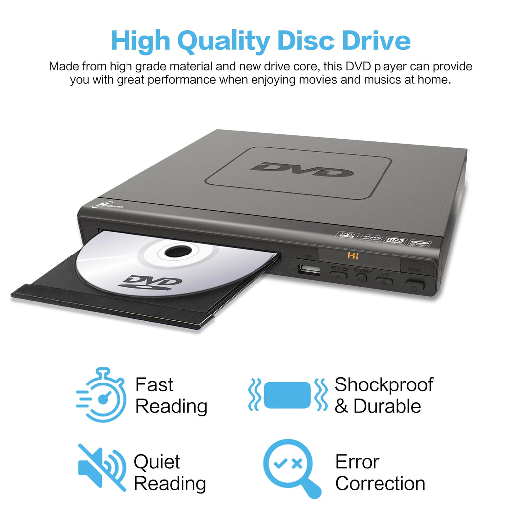 Mediasonic All Region DVD Player – Upscaling 1080P HDMI / AV Output, USB Multimedia Player Function, High Speed HDMI 2.0 & AV Cable Included (HW210AX)