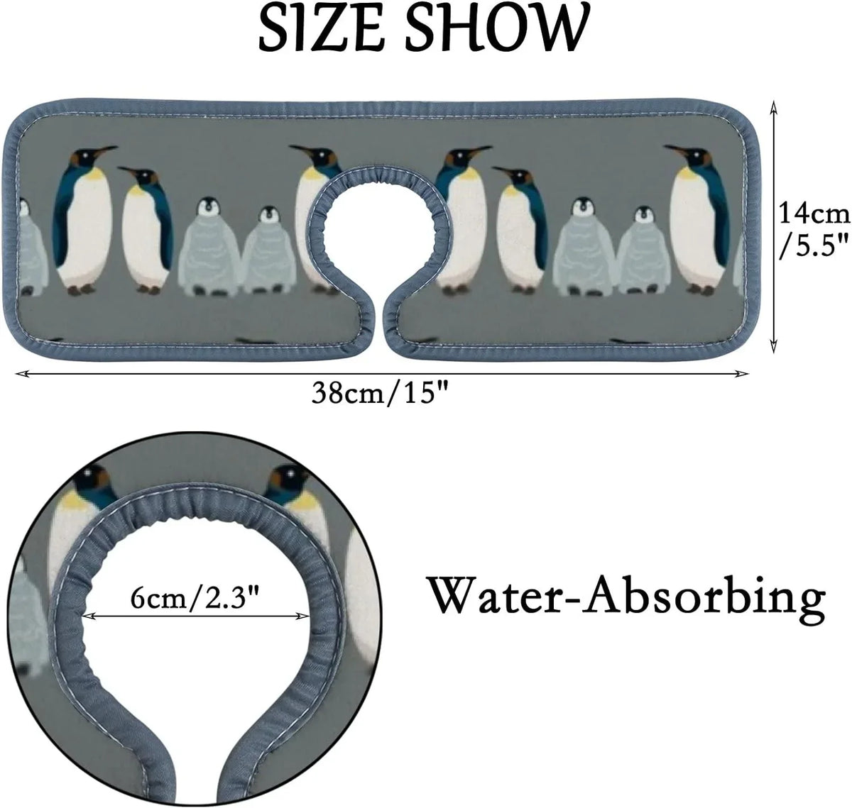 GZHJMY 3PCS Faucet Absorbent Mat, Sea Bird Penguin Washable Sink Splash Guard Drip Catcher, Kitchen Bath Countertop Microfiber Sink Drying Mats for Kitchen