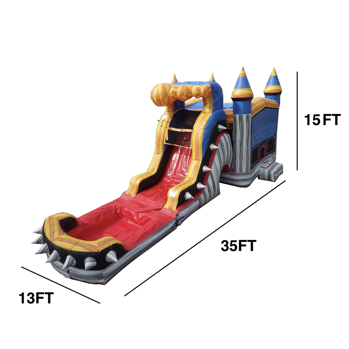 JumpOrange Titan Rocker Outdoor Commercial Grade Inflatable Bounce House Fluid Slide with Splash Pool for Kids and Adults with Blower