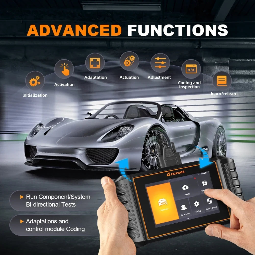 Foxwell NT710 OBD2 Scanner Automotive Bi-Directional Control Scan Tool Fits for Acura Honda Scanner Car Full System Scanner 30 Reset Services JOBD Code Reader Fits for Honda Acura Upgraded NT510 Elite