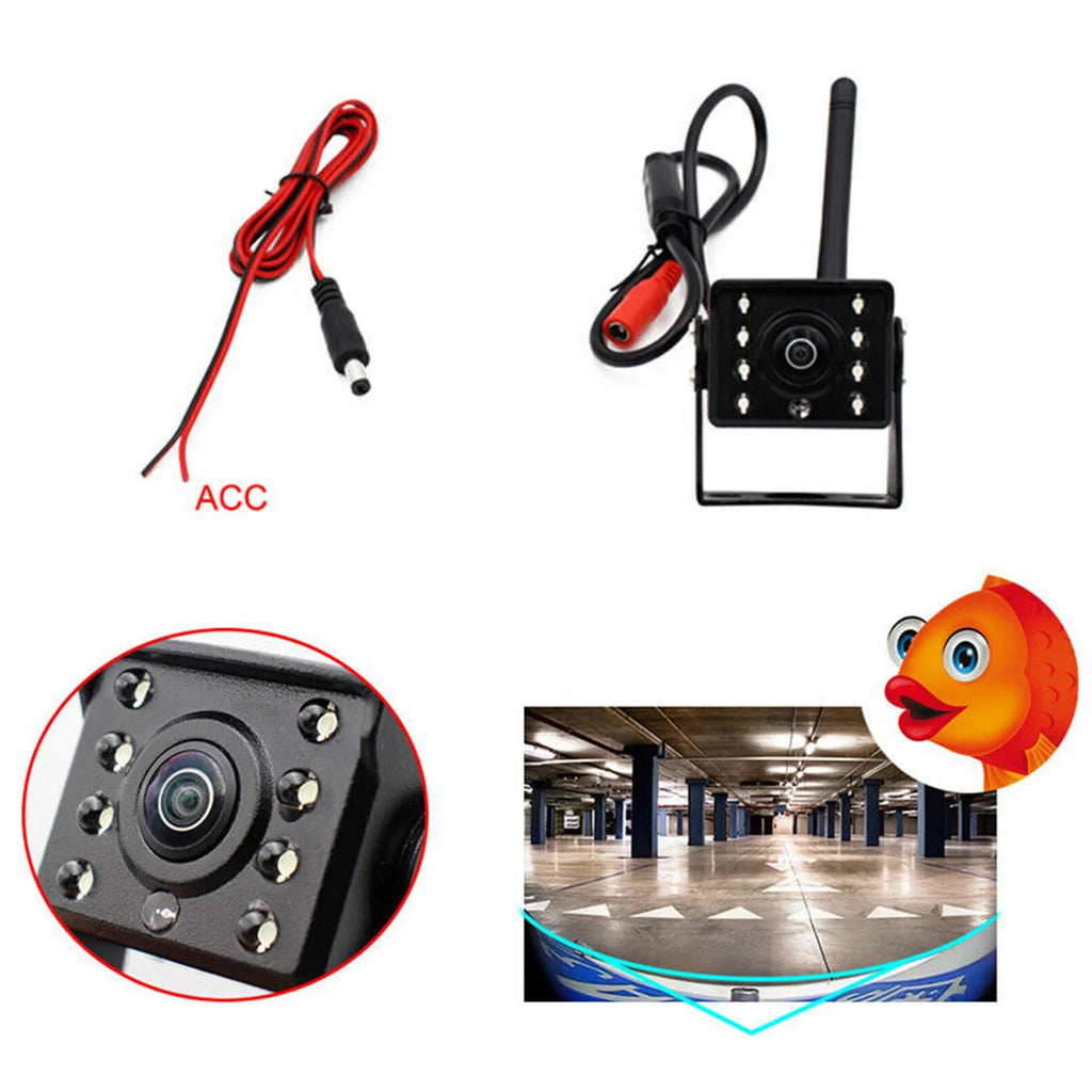 Eccomum WiFi Wireless Car Rear View Camera Truck Bus ~36V Automobile LED Reverse HD Night Vision Backup Camera, IP67 Fluid Wireless Reversing Monitor