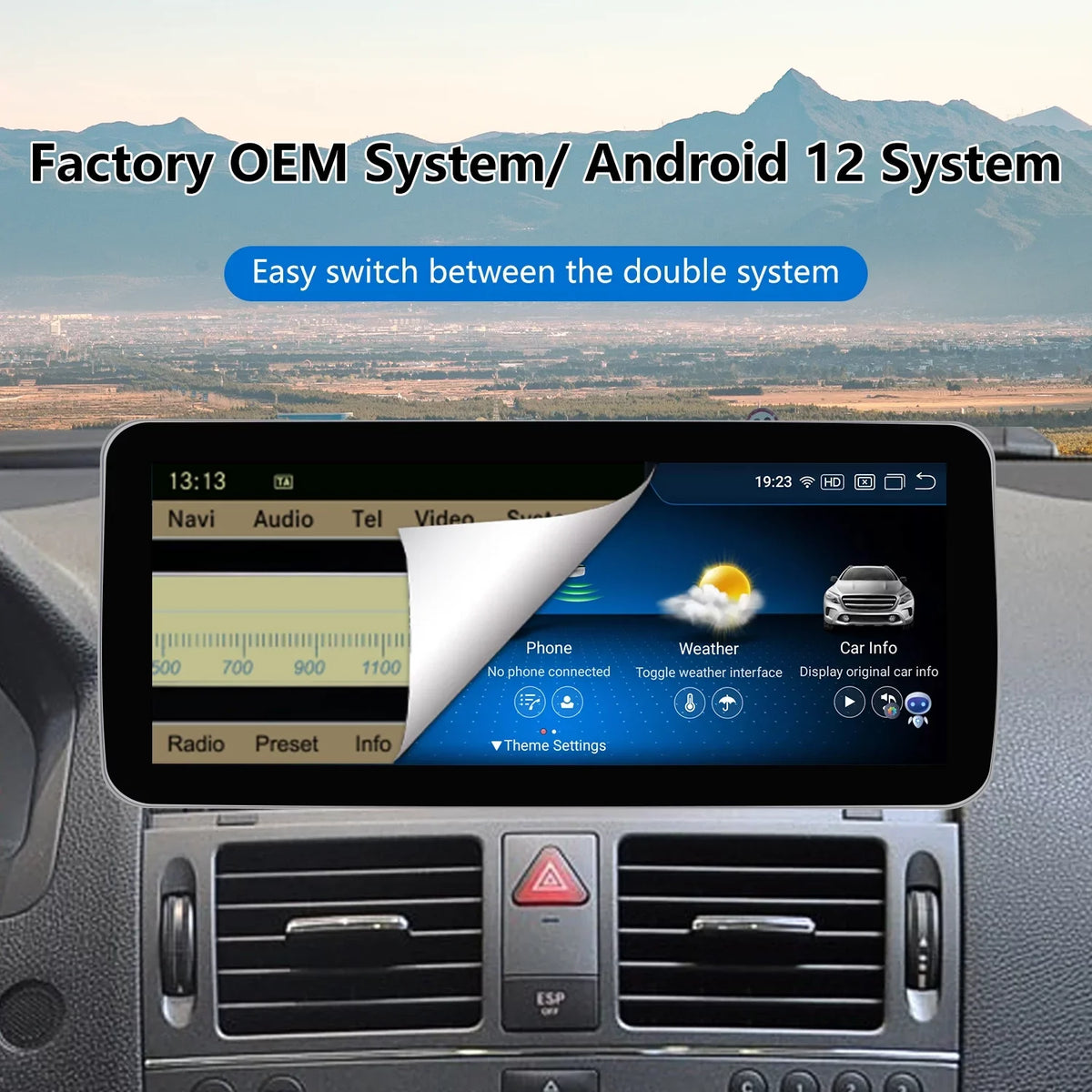 Road Top Android 13 Touch Monitor Car Stereo 10.25" 8GB+256GB Car Touch Display for Mercedes Benz C Class W204 2011-2014 Year with NTG4.5/4.7, Supports Wireless Wired CarPlay Android Auto Mirrorlink
