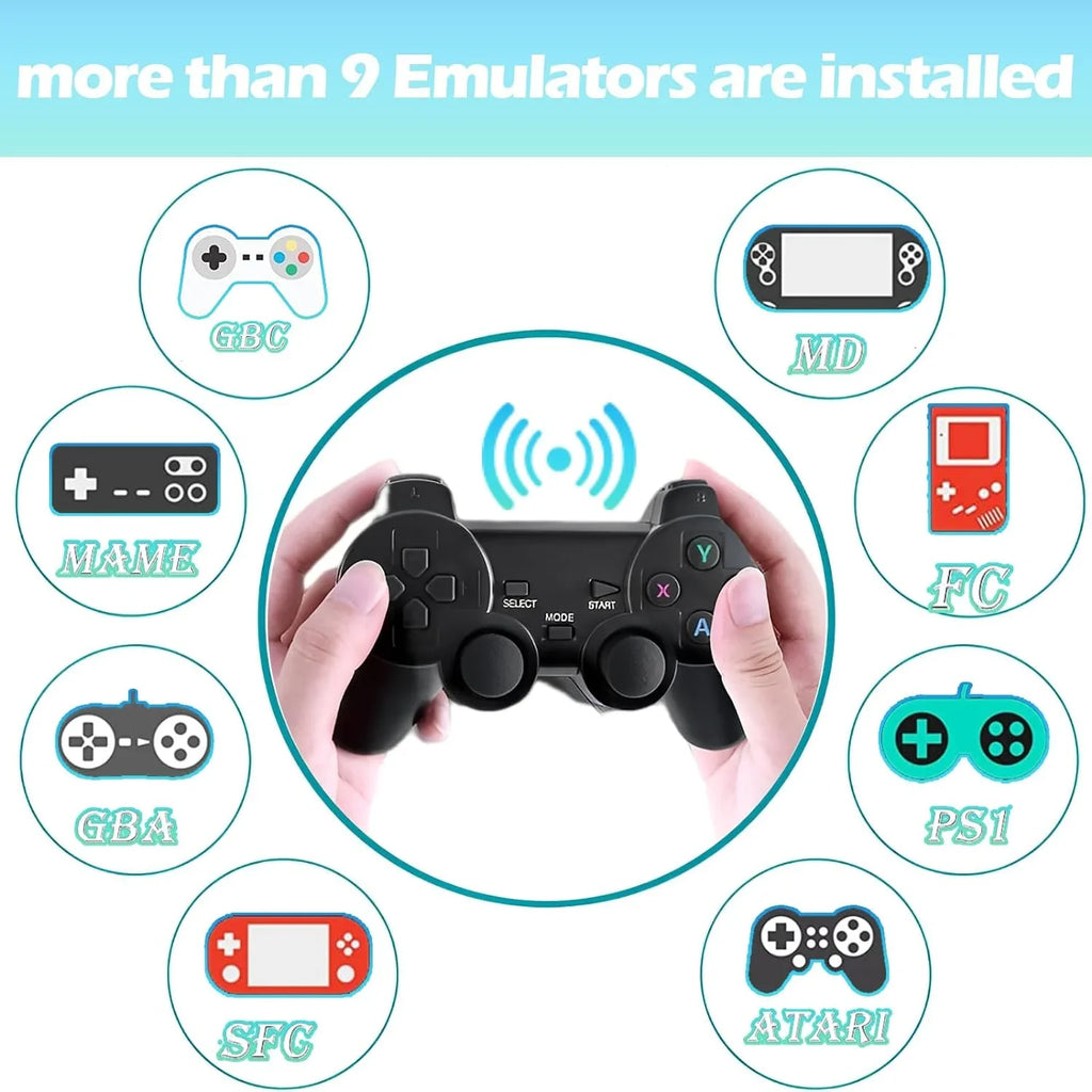 Retro Game Console, Nostalgia Stick Game,Retro Game Stick,Plug and Play Video Game Stick Built in 10000+ Games,4K HDMI Output,9 Classic Emulators, with Dual 2.4G Wireless Controllers(64G)