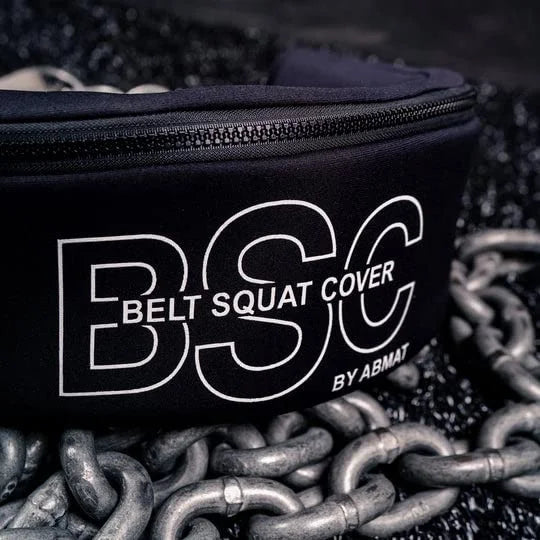 Belt Squat Cover By Abamt - For Weightlifting, Weight Belts, & Chains. For Pullups, Dips, Powerlifting. Black with lower back support.