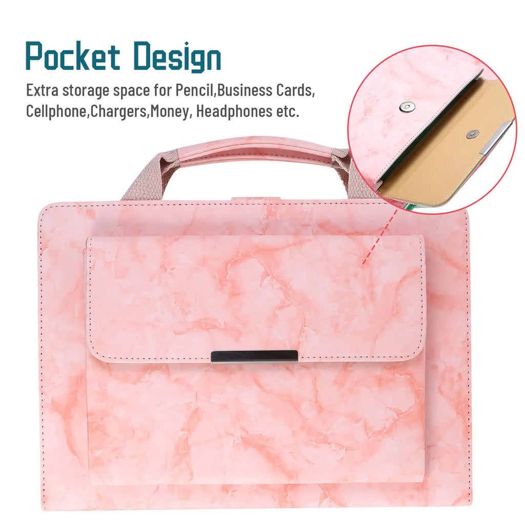 iPad 6th Generation Case, iPad 5th Gen Case, iPad Air 2 & 1st/iPad Pro 9.7 Case, Dteck Multi-Angle Stand Magnetic PU Leather Bag Folio Cover with Handle Document Pocket [Auto Wake/Sleep], Pink Marble