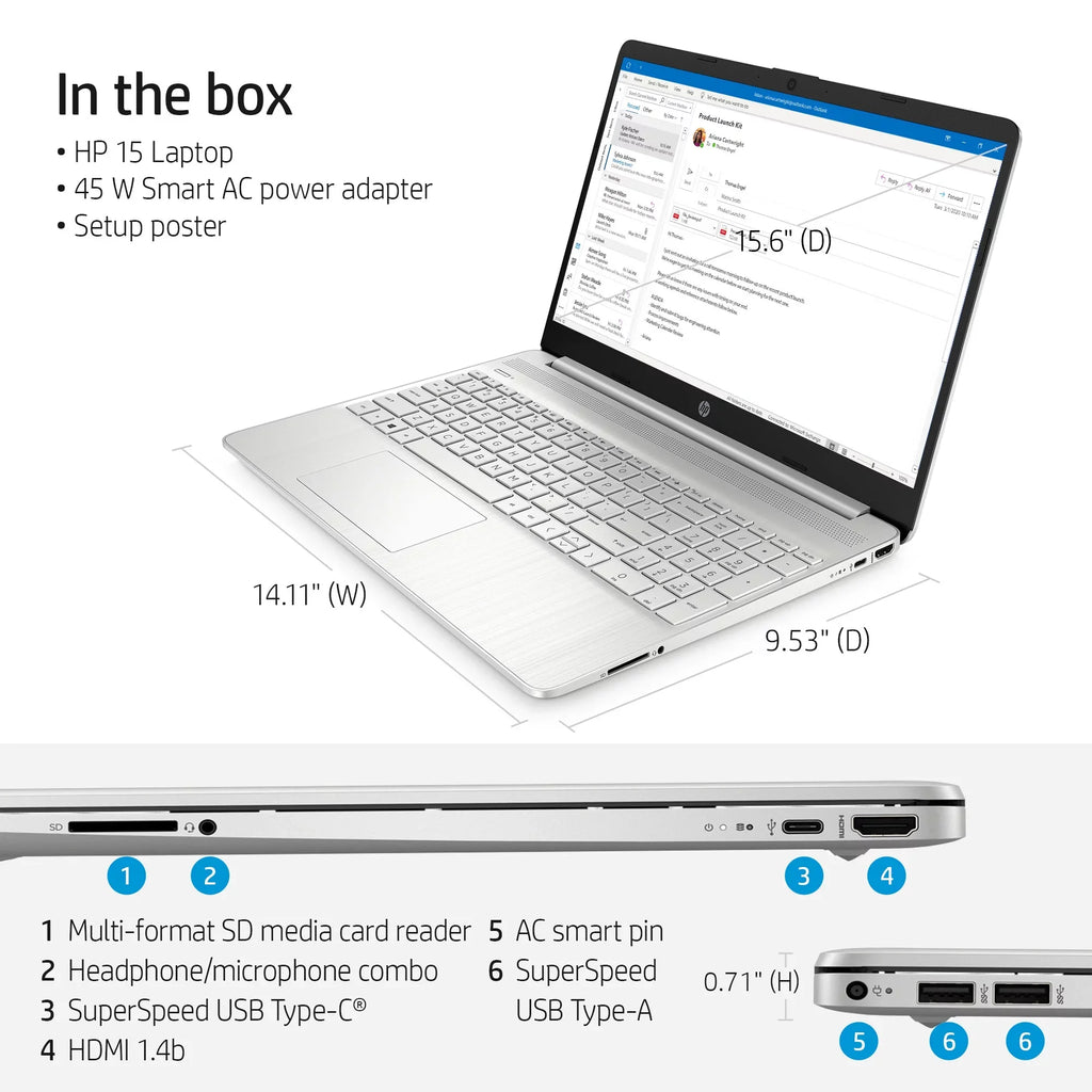 Restored 15-dy2715ds 15.6" FHD Monitor Portable computer Core i3-1125G4 2.0GHz 8GB RAM 256GB SSD Windows 11 Home (Refurbished)