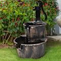 2-Tier Barrel Liquid Fountain with Pump | Outdoor Garden Barrel Fluid Fountain