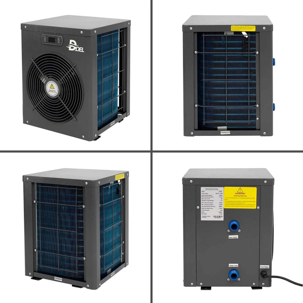 DOEL 12000 BTU, 60Hz Mini Swimming Pool Heat Pump for Above-Ground Pools