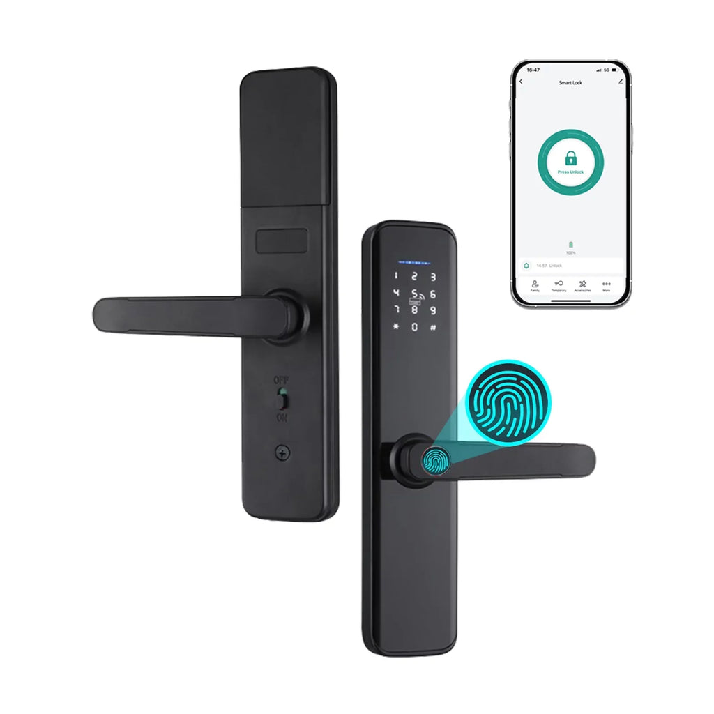 Dcenta WAFU Smart Lock Fingerprint Door Lock with Handle Deadbolt Key Attributes Compatible with APP