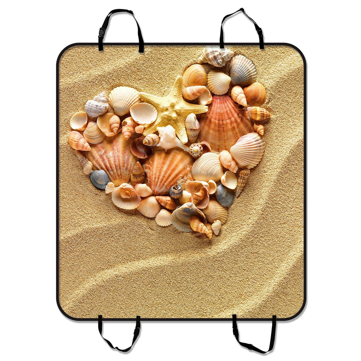 GCKG Made Love Heart Of Sea Shells Starfish Beach Pet Car Seat Cover Dog Car Seat Mat Hammock Cargo Mat Trunk Mat For Cars Trucks and SUV 54x60 inches