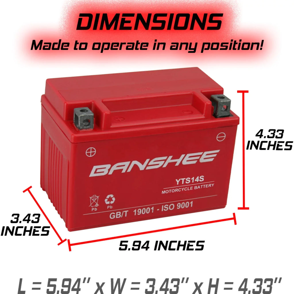 Banshee YTZ14S Motorsports Battery Compatible with BMW F8000T (Auxiliary Battery)