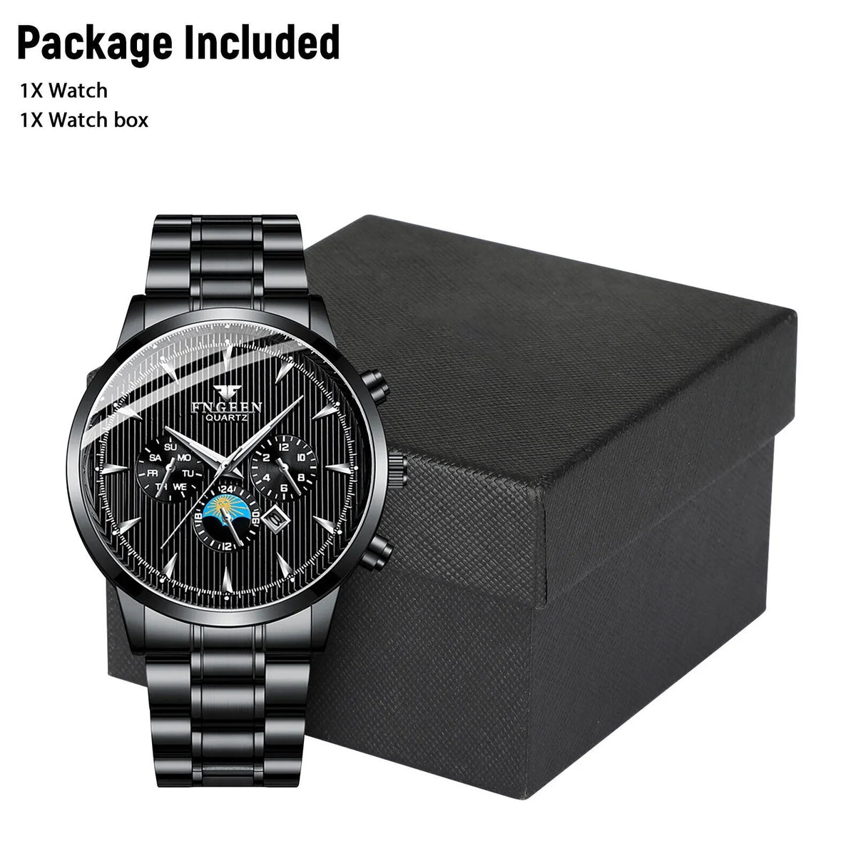 Fluid Men's Watch Relojes De Hombre Stainless Steel Quartz Classic Luminous
