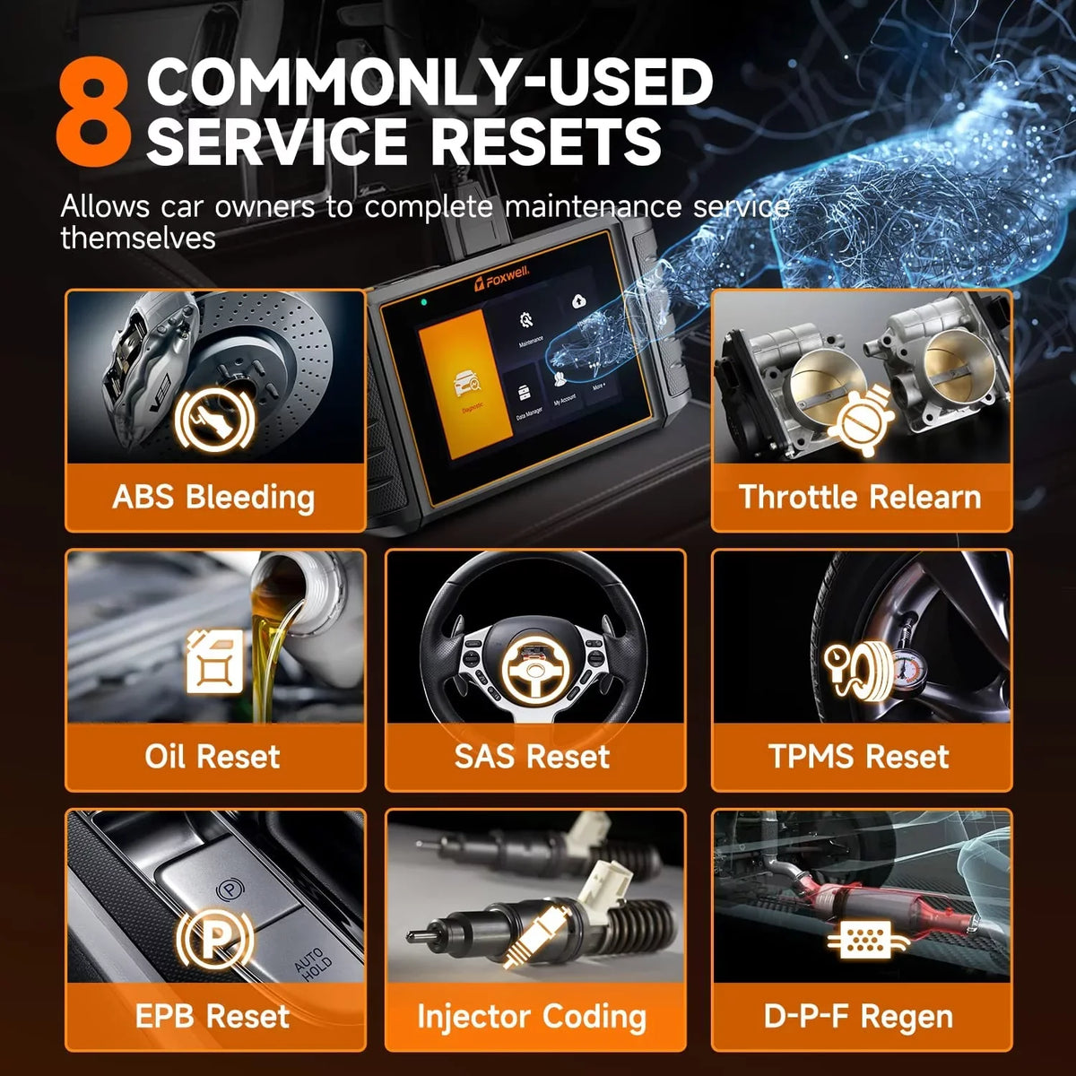 Foxwell NT726 Car Scanner OBD2 Scan Tool Automotive All System Diagnostic Equipment Oil EPB ABS Bleeding SAS TPMS DPF TPS Injector Coding BMS Gearbox Reset Car Code Reader OBDII Automotive Analyzer