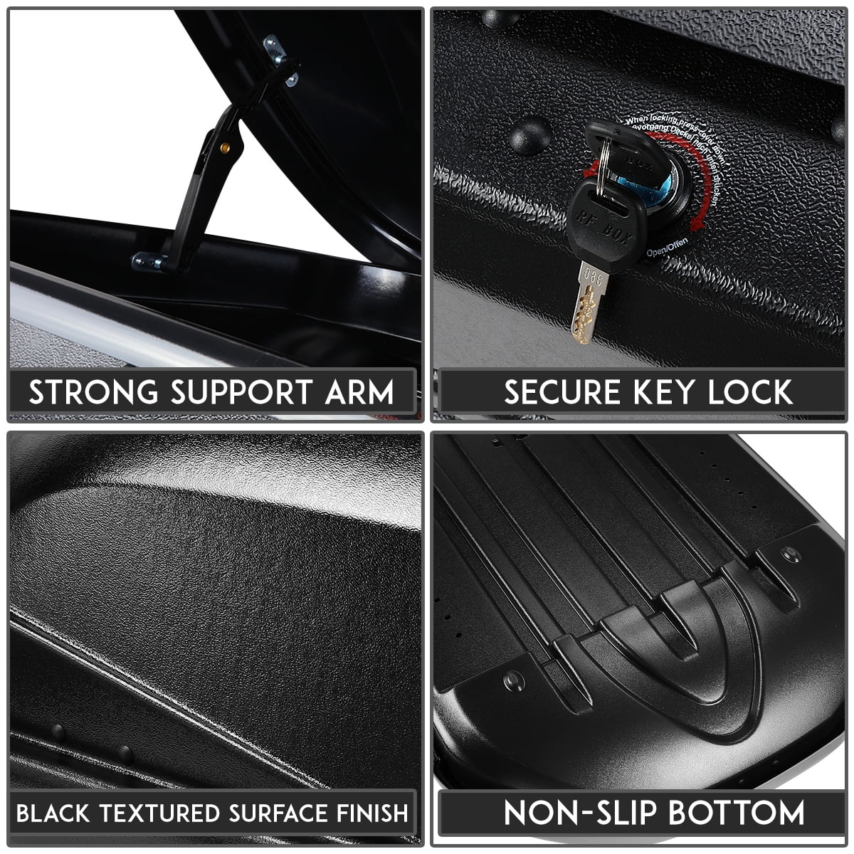 DNA Motoring PT-ZTL-8098-BK For 2016 to 2018 Ford Explorer Pair Aluminum Roof Rail Corss Bar+Top Fluid Cargo Box Luggage Carrier w/Lock+Keys 17 (Black)