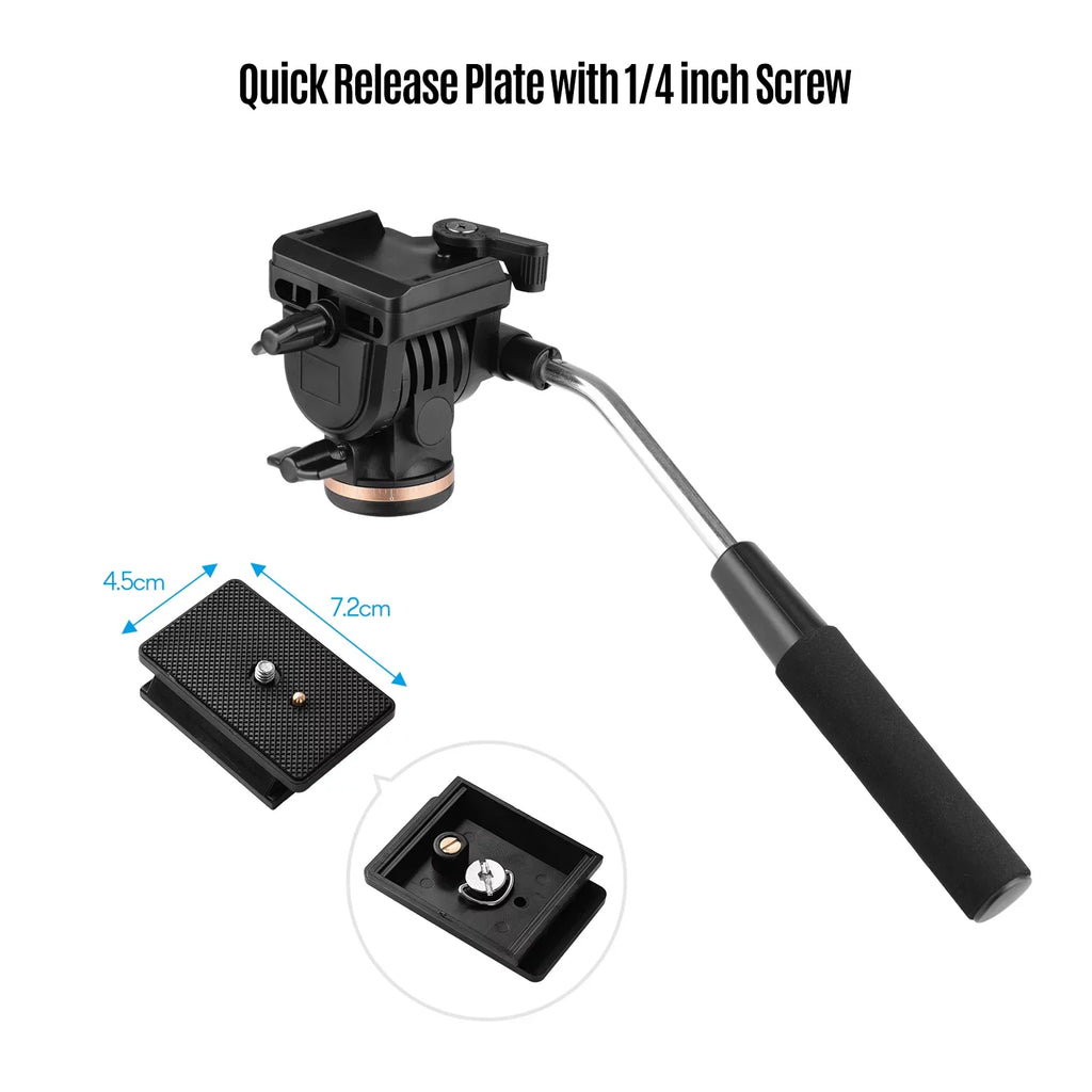 Docooler Professional Camera Video Fluid Drag Pan Head Damping Tripod Head 6kg Load Capacity with Handle 1 4 Inch Quick Release Plates Compatible with DSLR Cameras Camcorders