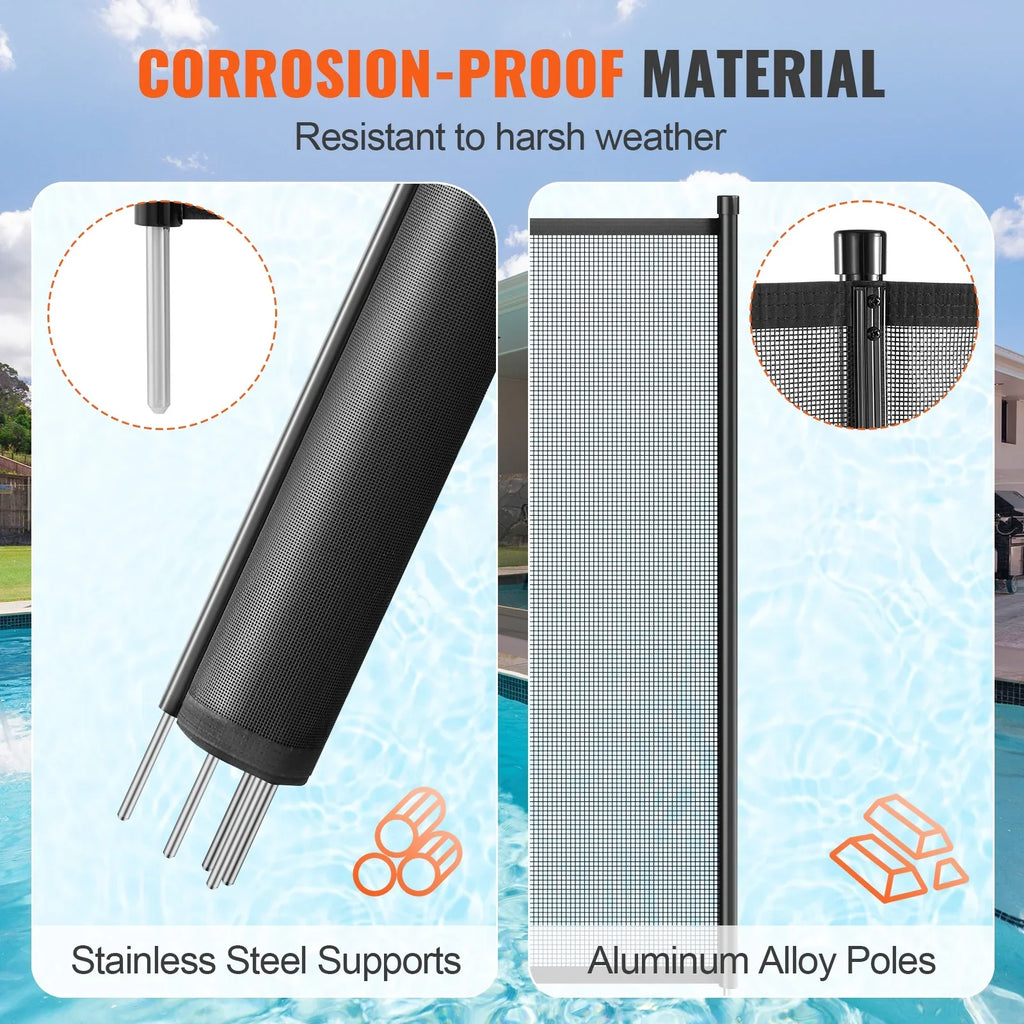 SKYSHALO 4 x 12 ft Pool Fence Detachable Pool Fence for Outdoor Underground Swimming Pools