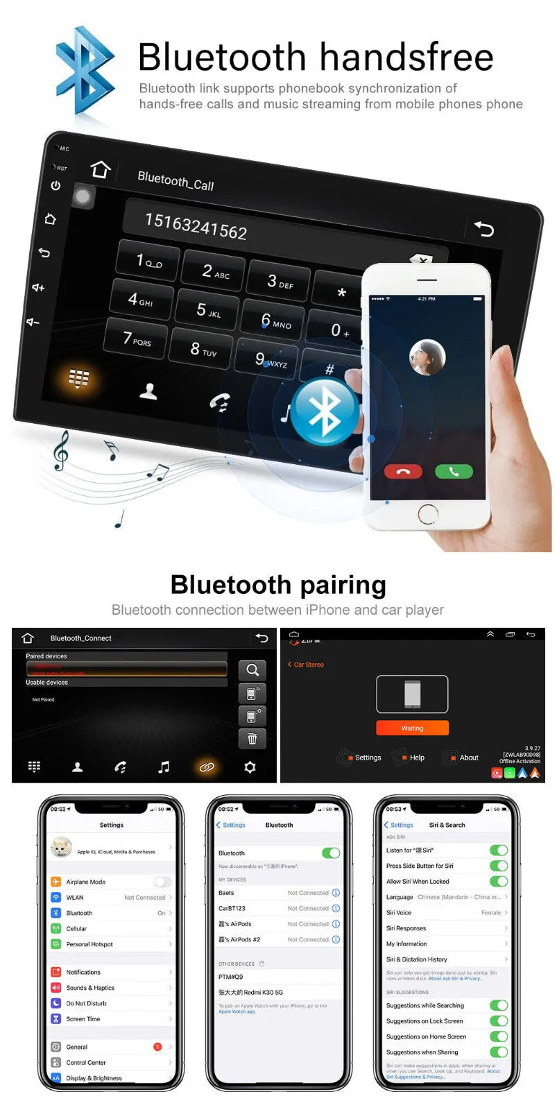 9" 1280*720 IPS 2+32GB Android 13 CarPlay Car Stereo Radio GPS Navi Fit Hummer H3 2005-2010