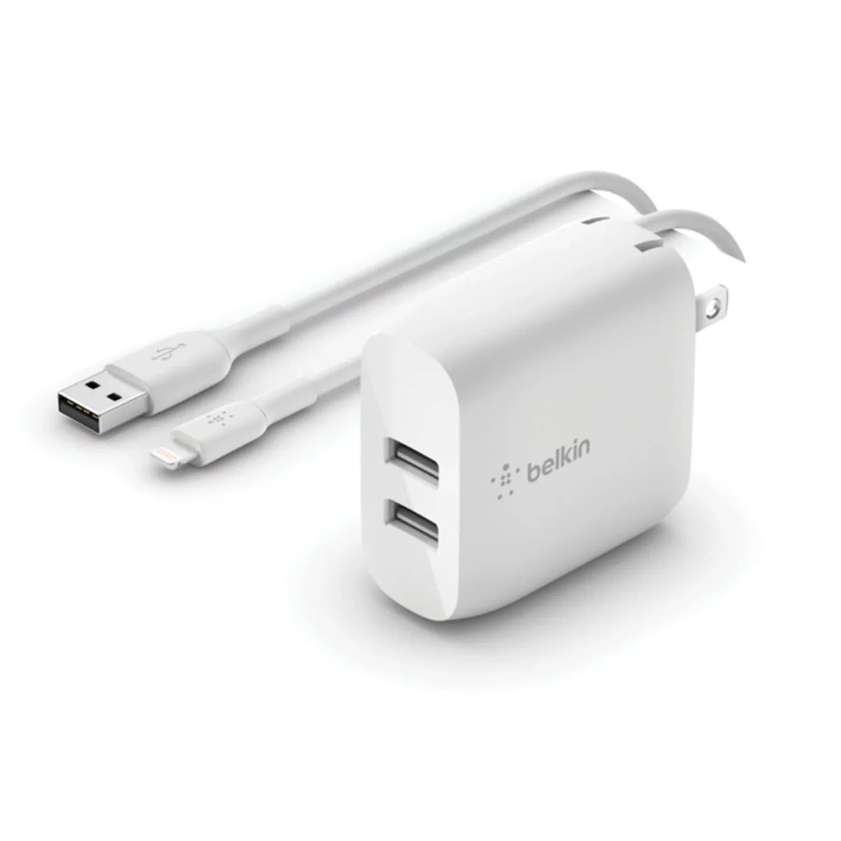 Belkin Dual USB Wall Charger (24W) + 8-Pin Cable for iPhone - White