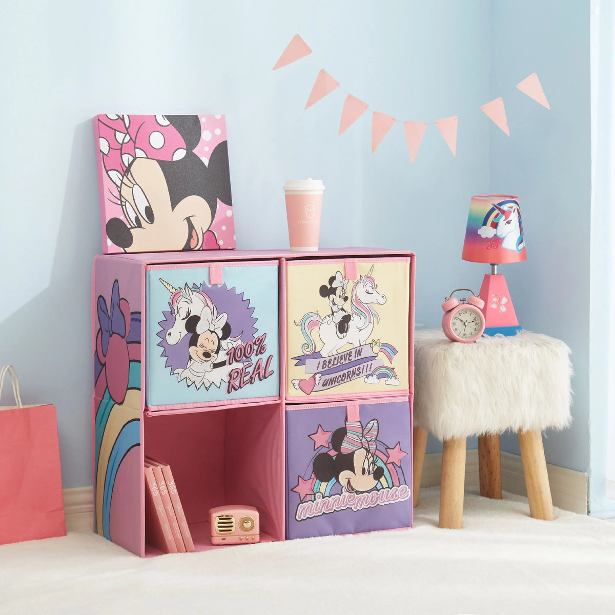 Disney Minnie Mouse Kids Storage Cubby Organizer Set