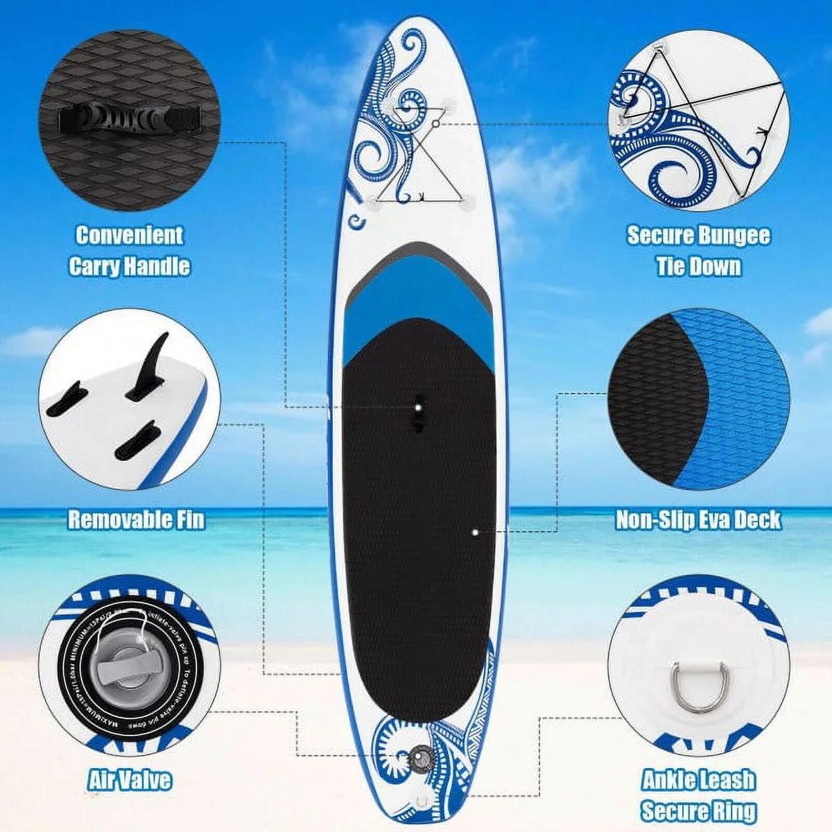 Enjoy Wonderful Fluid Sports 11-Feet Inflatable Adjustable Surfing Paddle Board