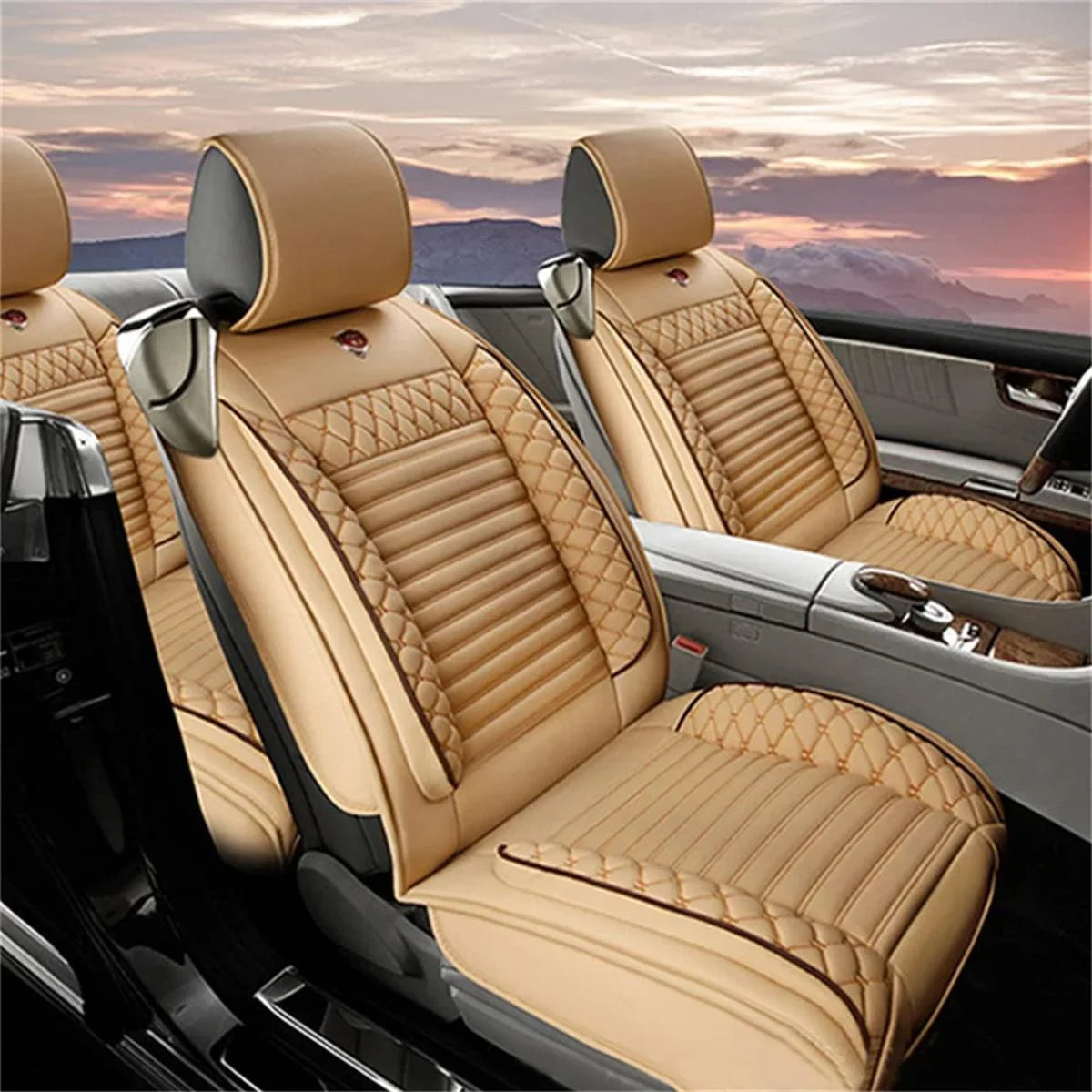 Luxury Car Seat Cover For 11-17 200 55-22 300 04-22 Pacifica 5-Seat PU Leather Fits select: 2015-2017 CHRYSLER 200 LIMITED, 2017-2022 CHRYSLER PACIFICA TOURING L