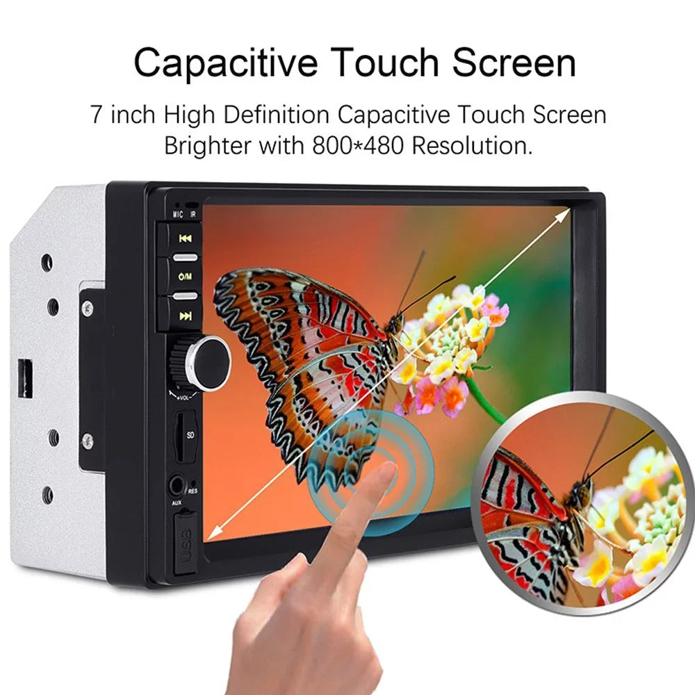 Polarlander Double Din Car Stereo Player Car Audio 7-inch HD Touch Monitor Car Radio Bluetooth with Multimedia SD USB FM AUX MP5/4/3 Mirror Link Function with 4LED Backup Camera