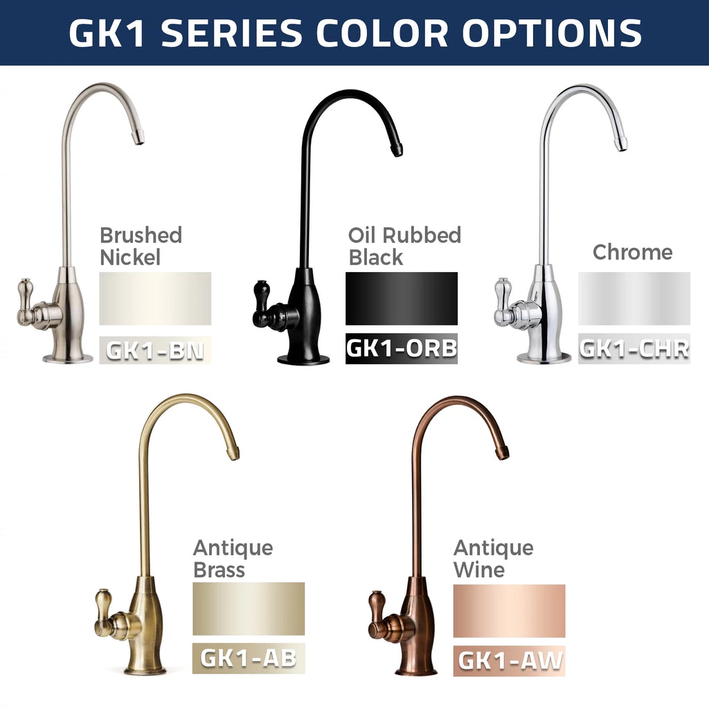 iSpring GK1-BN Heavy Duty Reverse Osmosis, High Spout Kitchen Bar Sink Drinking Liquid Contemporary RO Faucet, Brushed Nickel