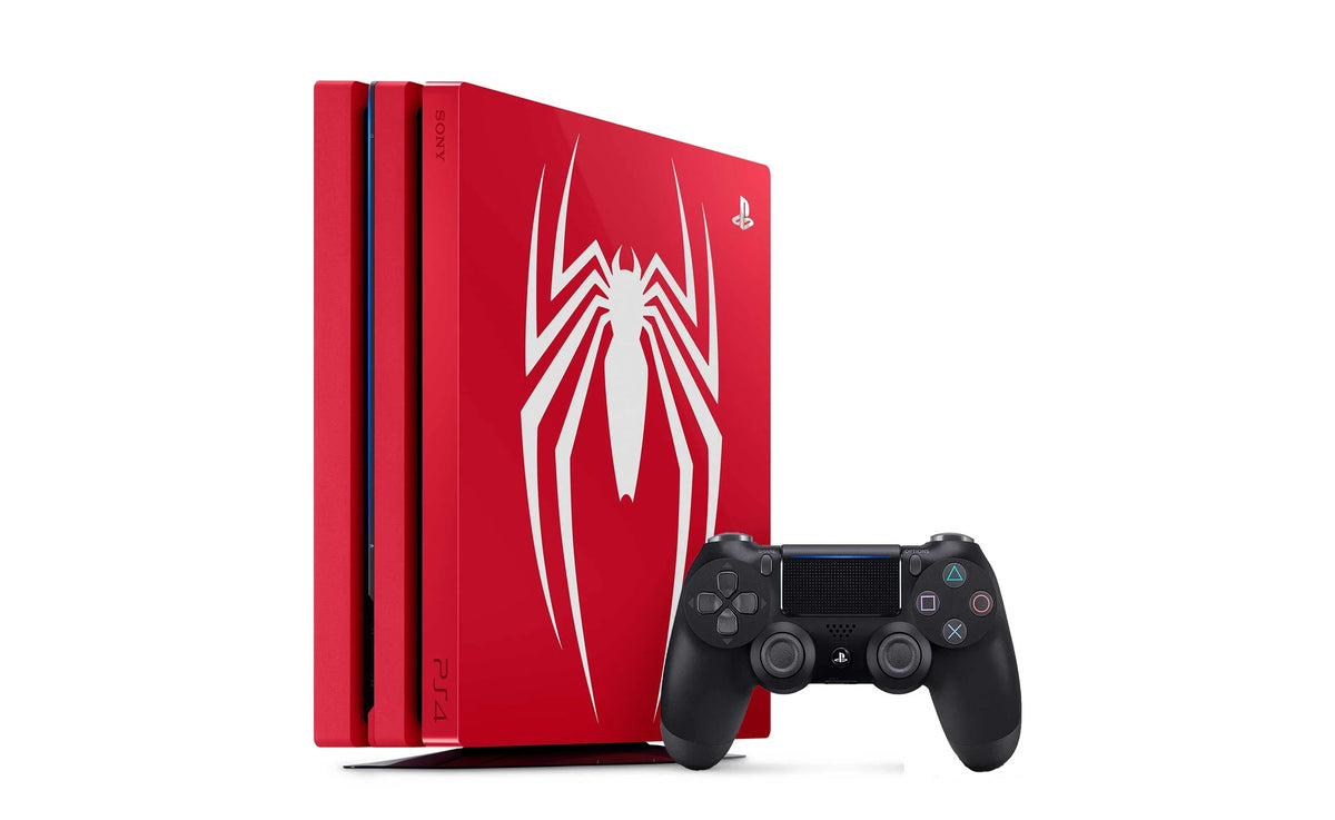PlayStation 4 Pro 1TB Gaming Console Spider-Man Limited Edition With HDMI Cable + 2 Controller BOLT AXTION Bundle Like New