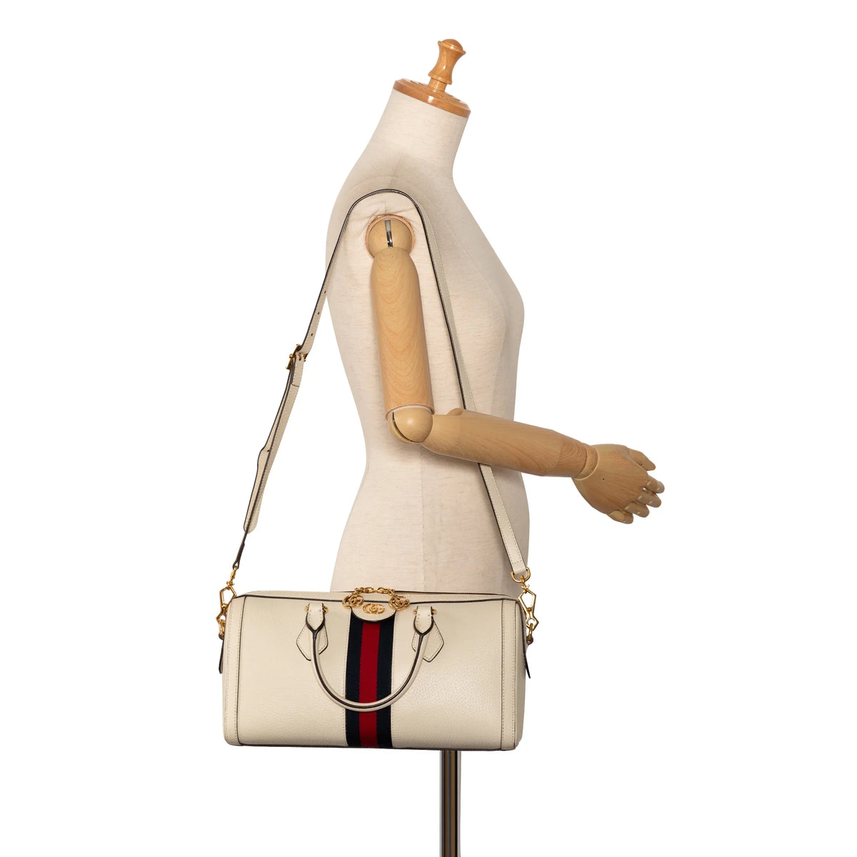 Pre-Owned Authenticated Gucci Ophidia Satchel Calf Leather White Unisex (Good)