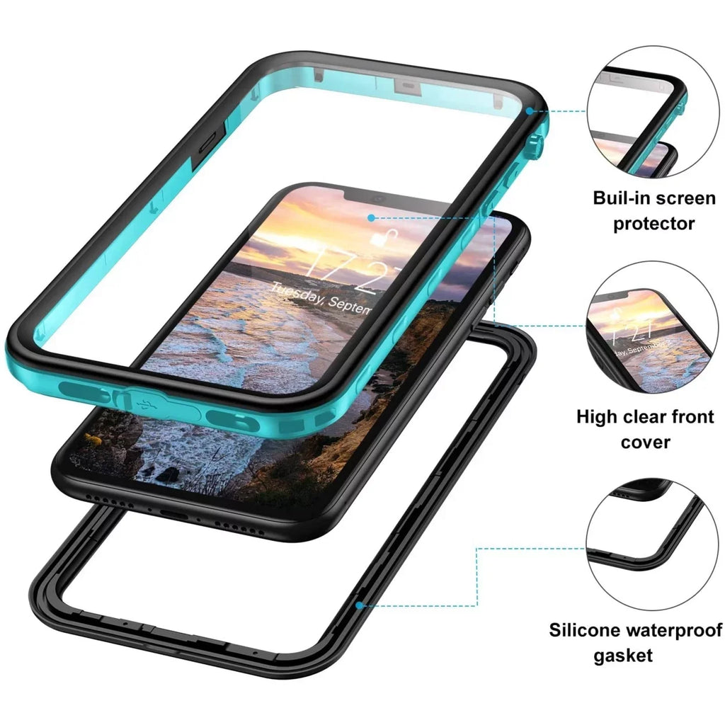 For iPhone XR Fluid Case Cover Built-in Monitor Protector Fully Sealed Life Shockproof Snowproof Liquid