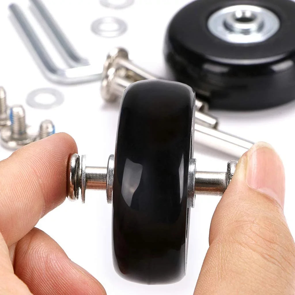 OwnMy 50 x 18mm Set of 4 Luggage Suitcase Replacement Wheels, Rubber Swivel Caster Wheels Bearings Repair Kits Black