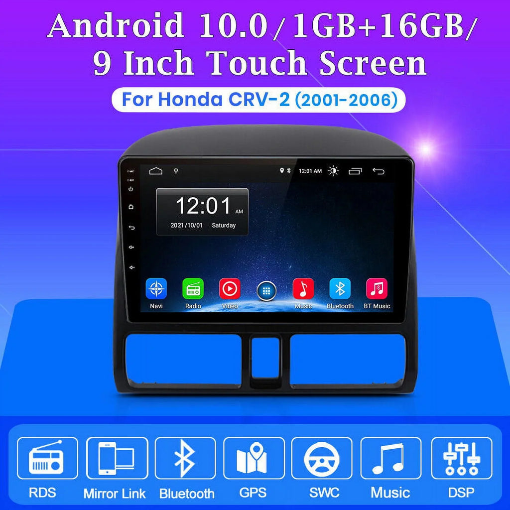 AWESAFE Carplay Car Stereo Radio for Honda CRV 2001 2002 2003 2004 2005 2006,1+32GB 9 Inch Touch Monitor with Android Auto GPS Navigator Bluetooth WiFi FM Radio Mirror Link