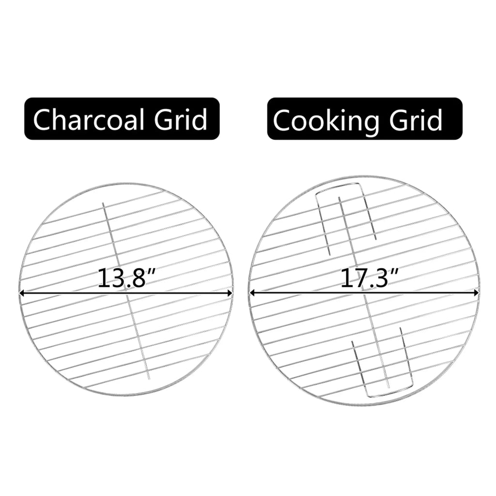 Charcoal Grill on Wheels, Outdoor Camping Grill with 18 inch Cooking Area, Steel BBQ Grill w/ Storage Grate