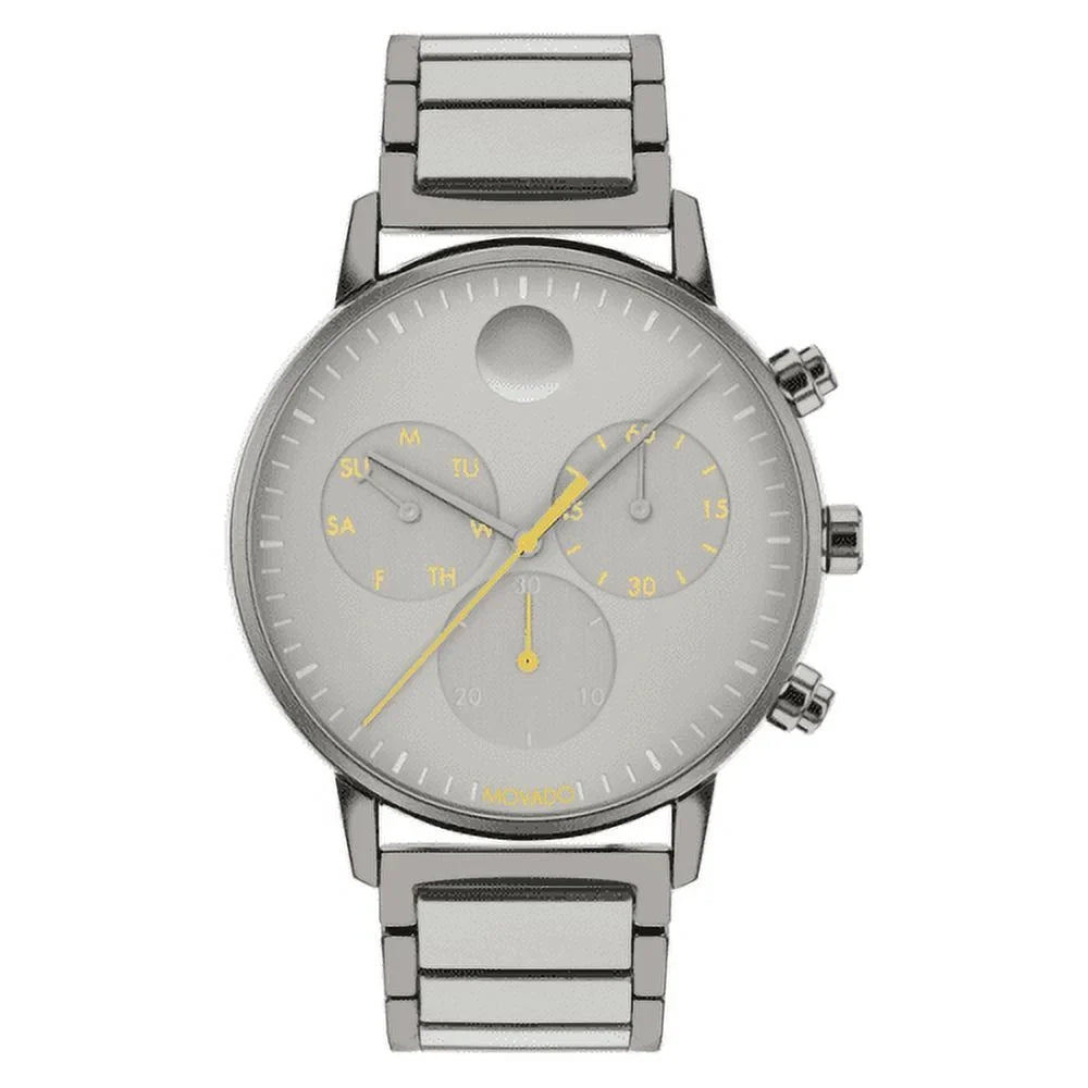 New Movado Face Swiss Multi-Color Dial Grey Ion Plated Band Men's Watch 3640040