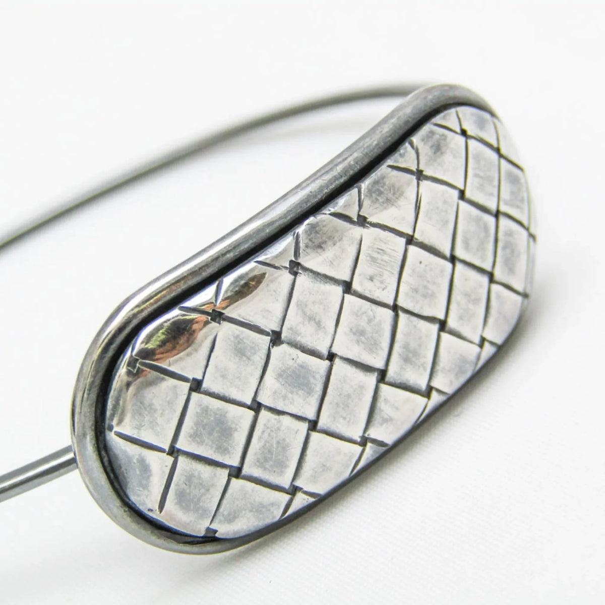 Pre-Owned Bottega Veneta Intrecciato Plate Silver 925 Bangle Silver (Good)