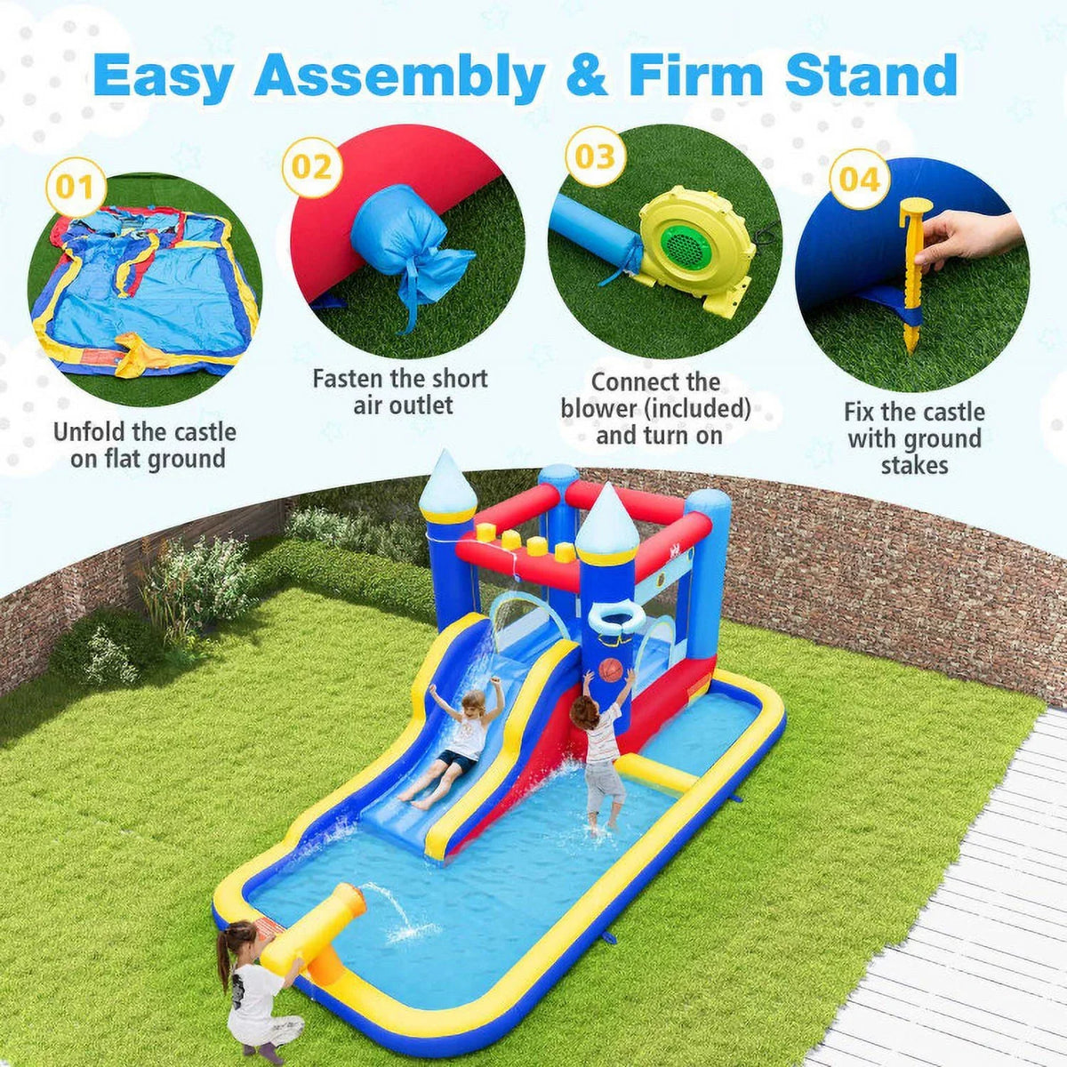 Ocean Adventure Fluid Slide Bounce House - 124.57 - Dive into endless fun under the sun!