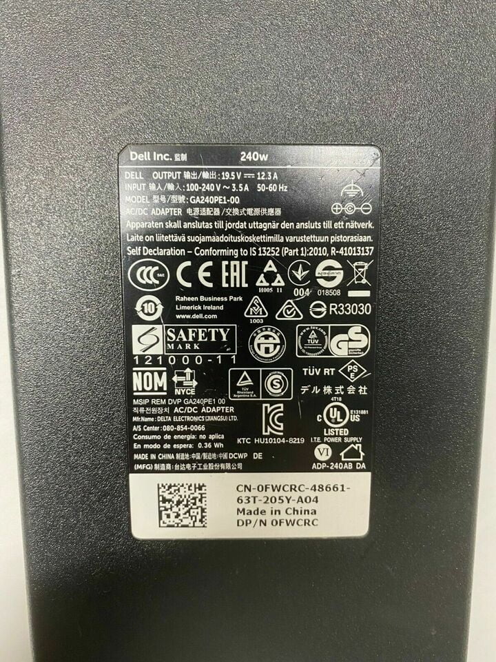 Lot of 10 240W 19.5v 12.3a AC Adapter 17 R3 R4 R5 Portable Computer charger