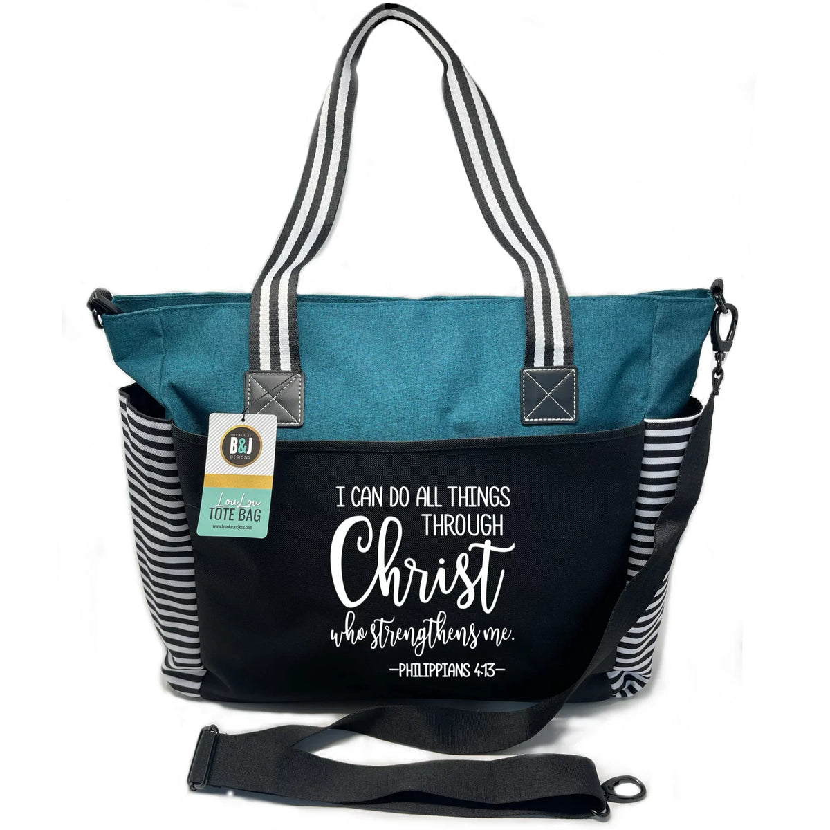 Through Christ LouLou Teal Tote Bag