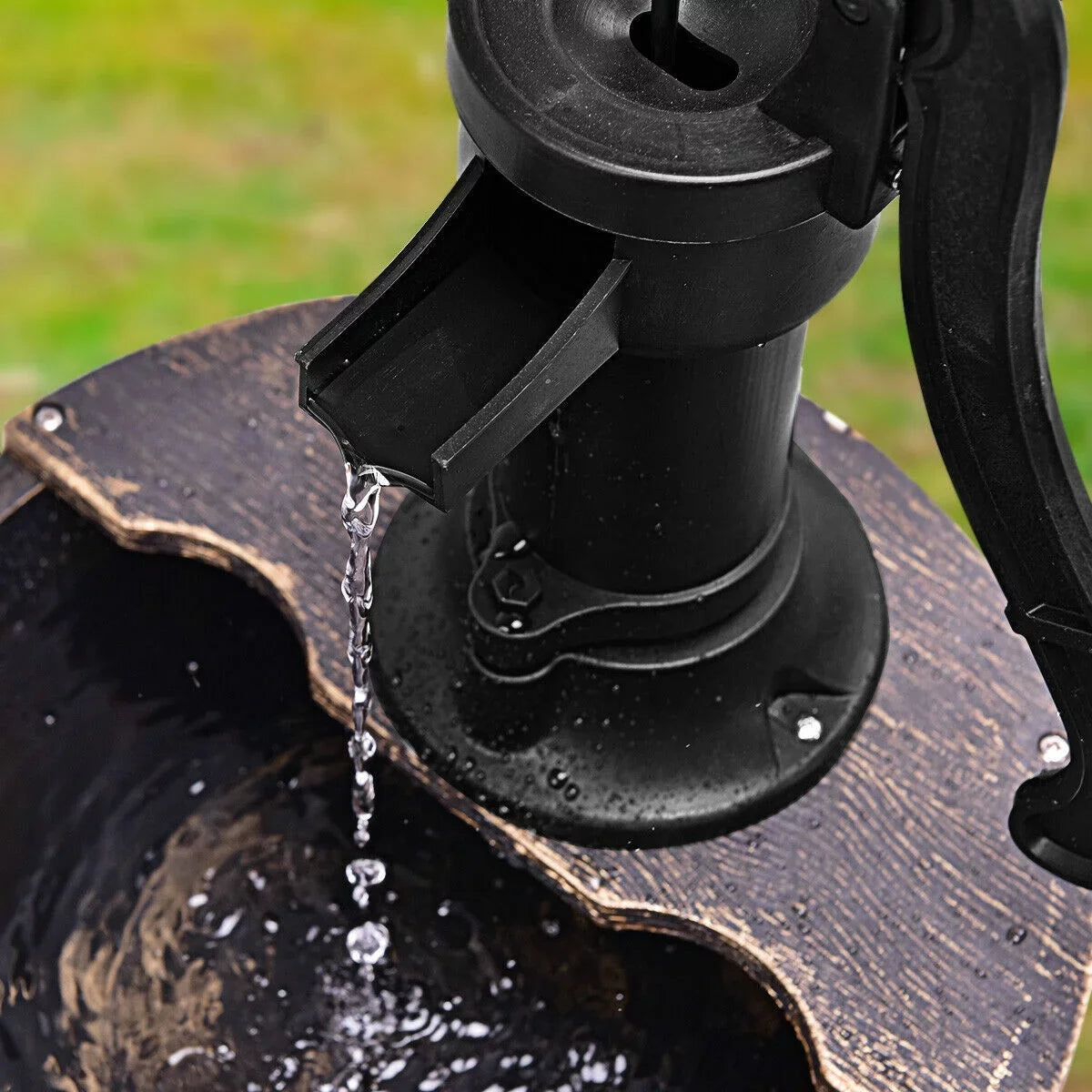 2-Tier Barrel Liquid Fountain with Pump | Outdoor Garden Barrel Fluid Fountain