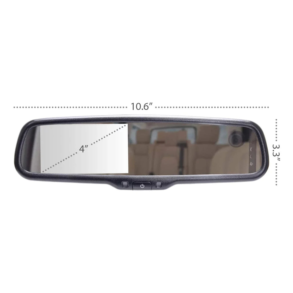 Master Tailgaters Universal 4" LCD Rear View Mirror with Dual Camera HD DVR Dash Cam + Backup Camera - Universal Fit for Enhanced Vehicle Security and Safety