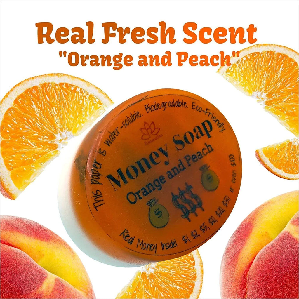 Orange and Peach Glycerin Soap Bar with Real Money Inside