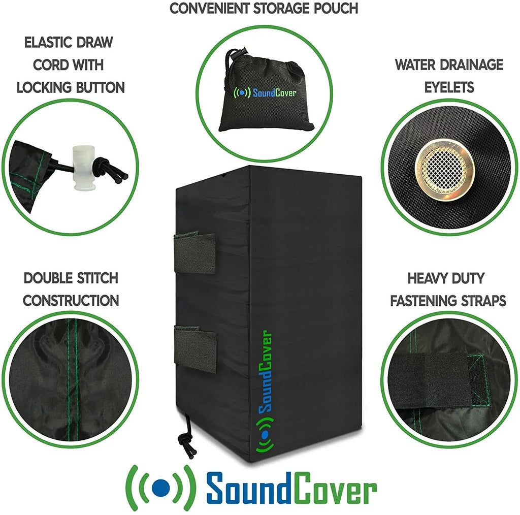 Outdoor Speaker Covers: Black, Medium Size (H 13.6" x W 7.9" x D 8.9"), Compatible with Yamaha AW294, Definitive Technology AW 5500, Polk Audio Atrium 6, Yamaha AW350, and 251